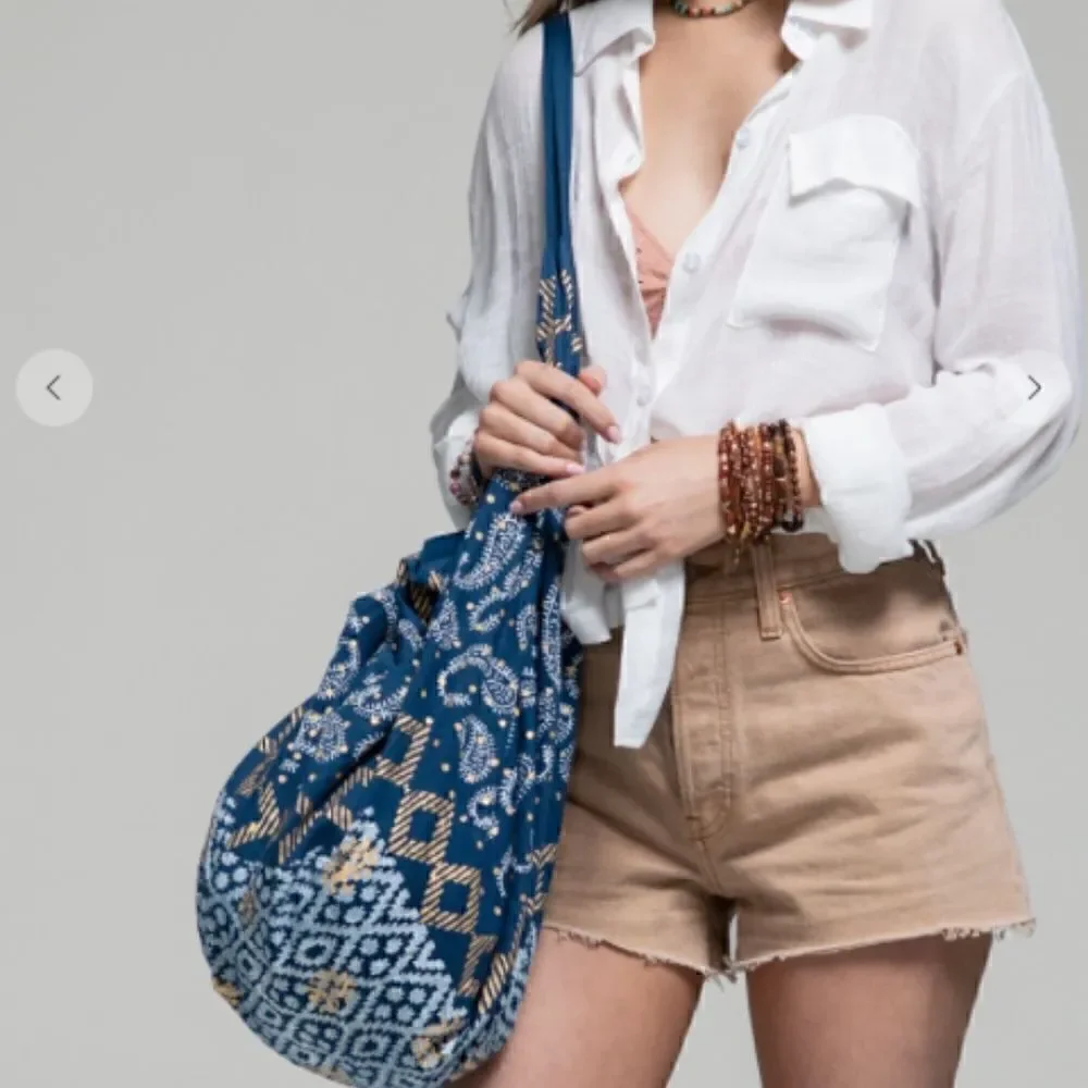NEW! Trendy Boho Aztec Tribal Pattern Cotton Zippered Hobo Bag Hippie Grunge